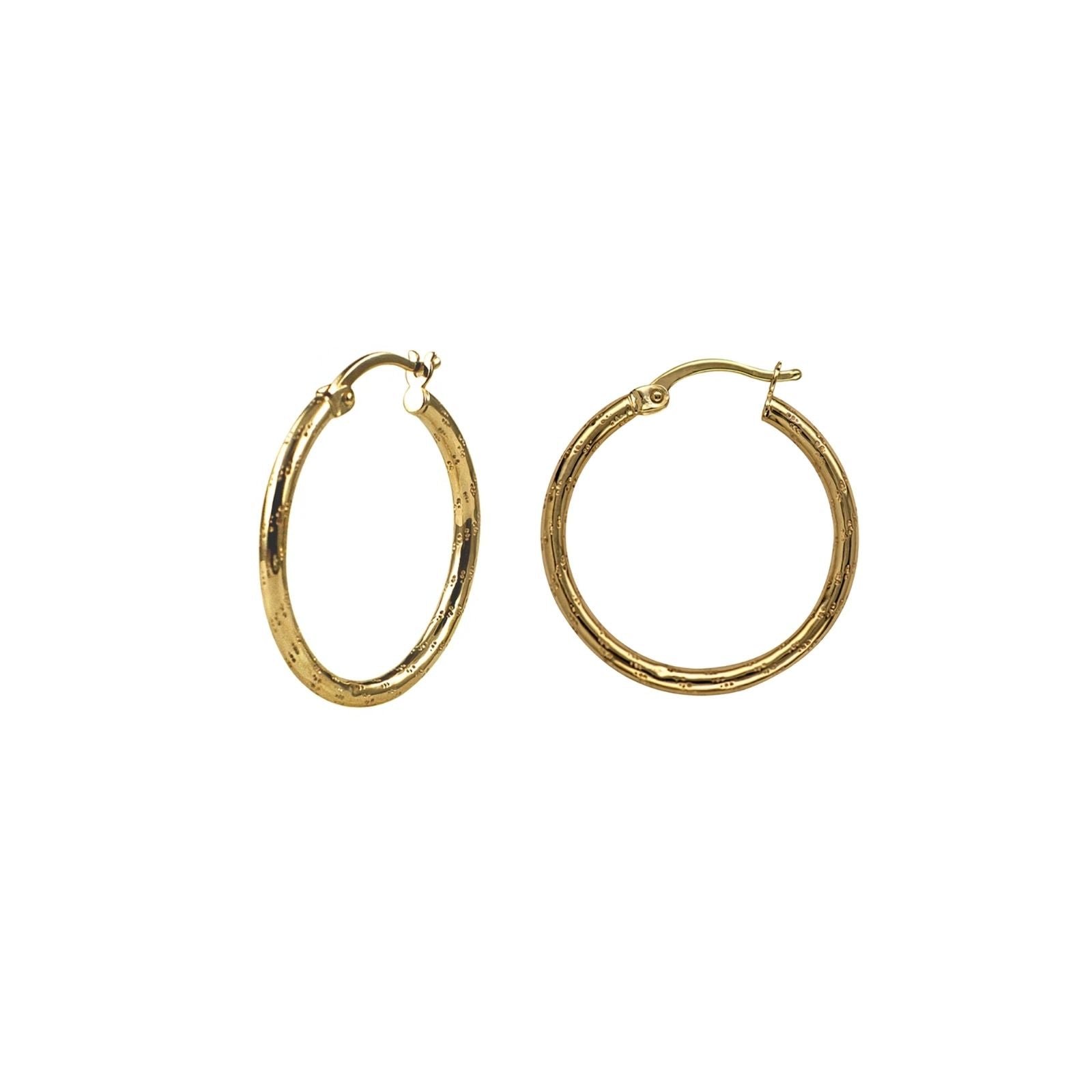 9ct Yellow Gold Diamond Cut Hollow Hoop Earrings