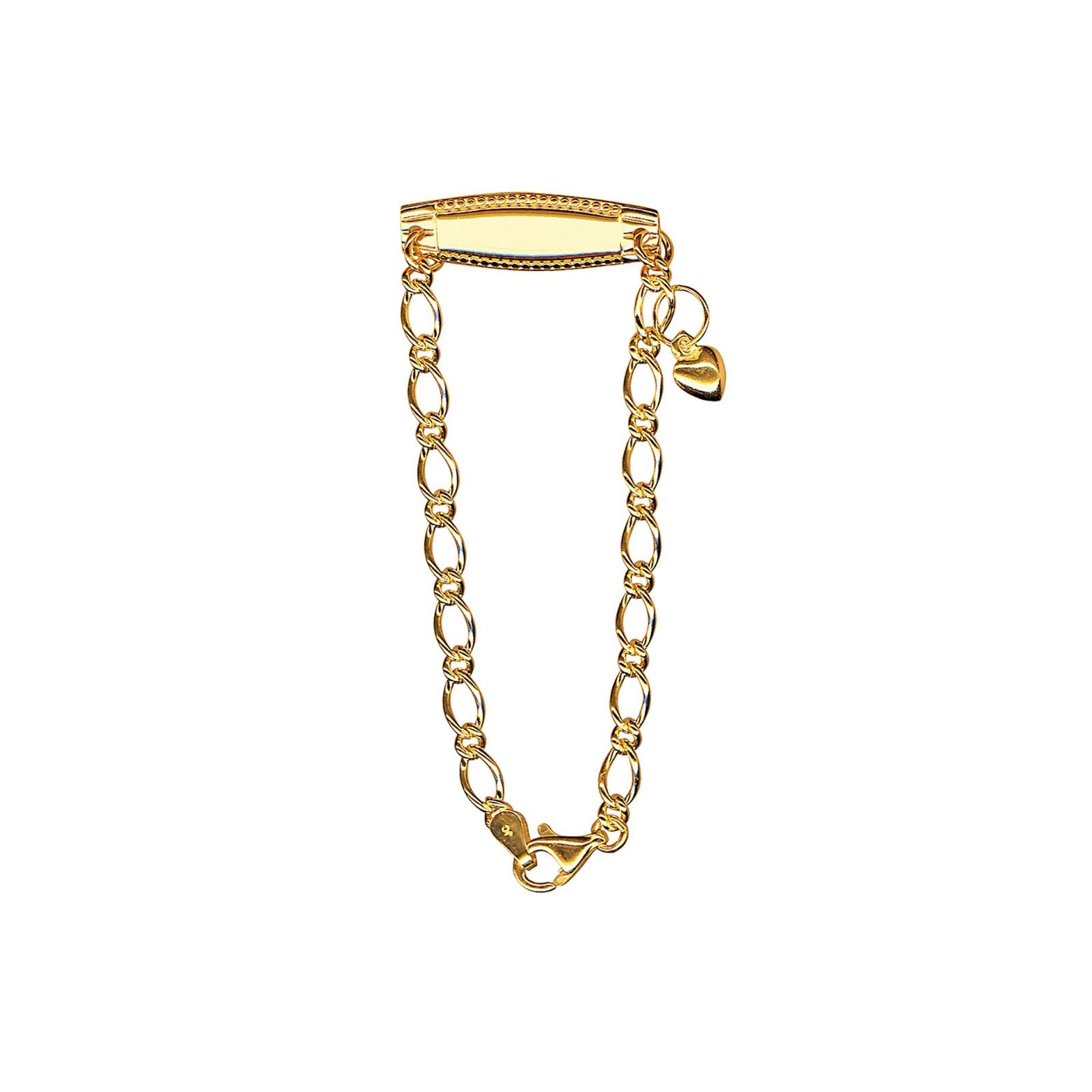 9ct Yellow Gold Child ID Engravable Bracelet With Heart Charm