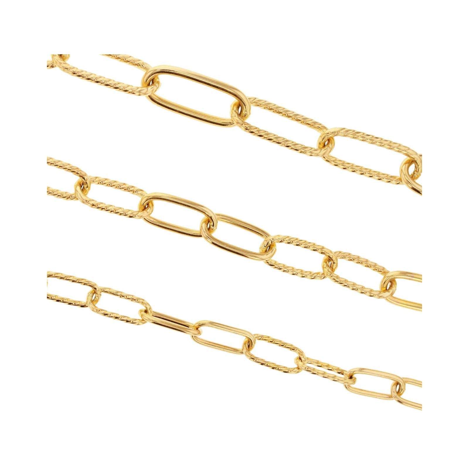 9ct Yellow Gold Twist And Plain Paperclip Bracelet