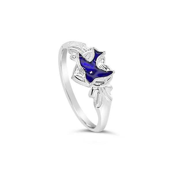 Sterling Silver Single Heart Signet With Bluebird