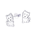 Sterling Silver White Dog Stud Earrings