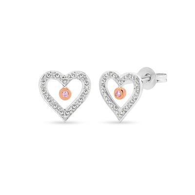 9ct White Gold Australian Pink Diamond Heart Studs