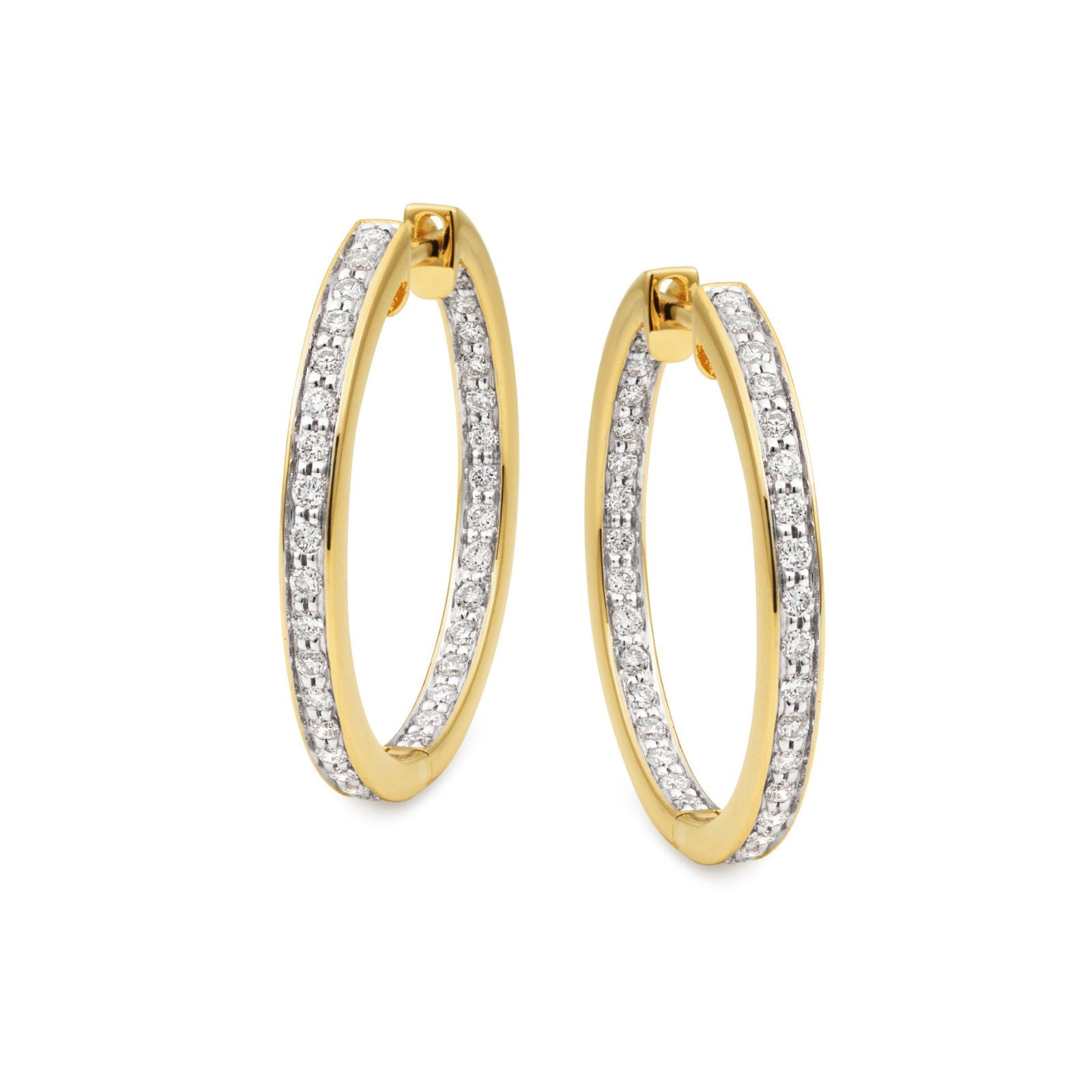 9ct Yellow Gold Diamond Set Huggie Earrings