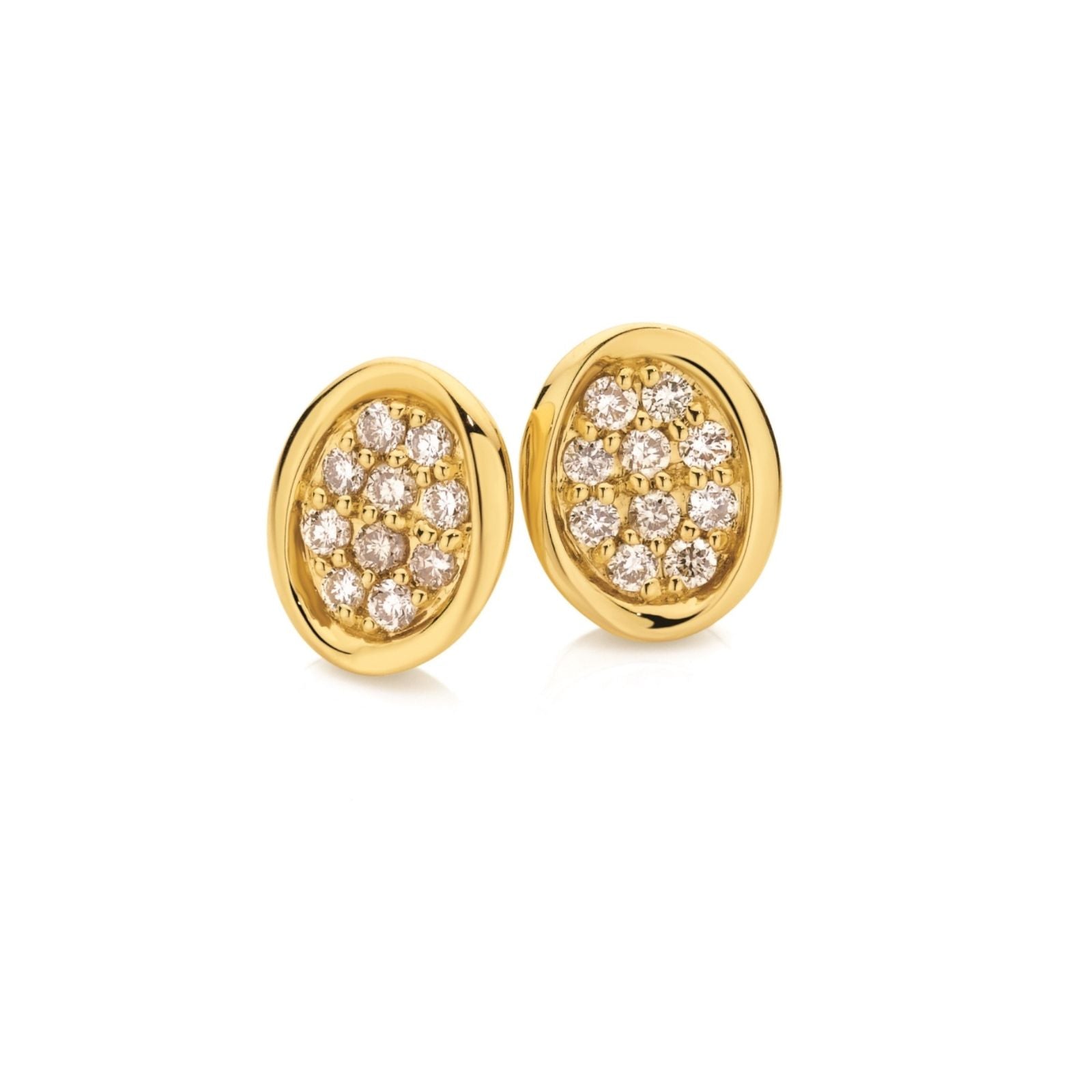 Dreamtime 9ct Yellow Gold Australian Diamond Set Oval Earrings