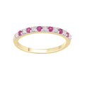 9ct Yellow Gold Ruby & Diamond Band Ring