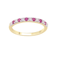 9ct Yellow Gold Ruby & Diamond Band Ring
