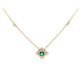 9ct Yellow Gold Emerald Pendant With Diamond Halo