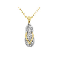 9ct Two Tone Diamond Set Thong Charm