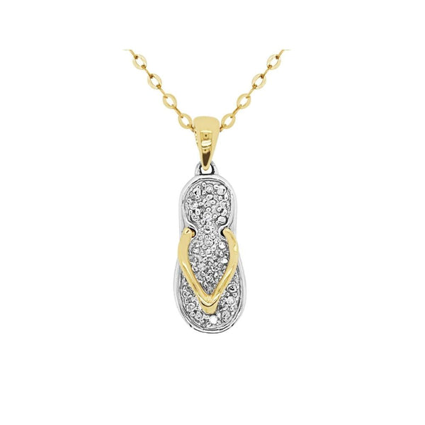 9ct Two Tone Diamond Set Thong Charm