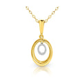 9ct Yellow And White Gold Double Oval Diamond Set Pendant