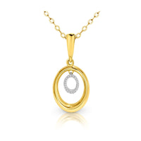 9ct Yellow And White Gold Double Oval Diamond Set Pendant
