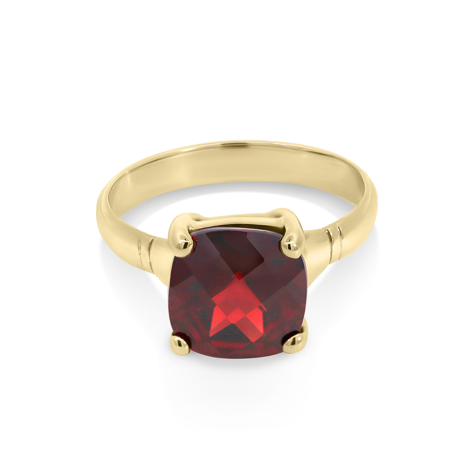 9ct Yellow Gold Cushion Cut Garnet Ring