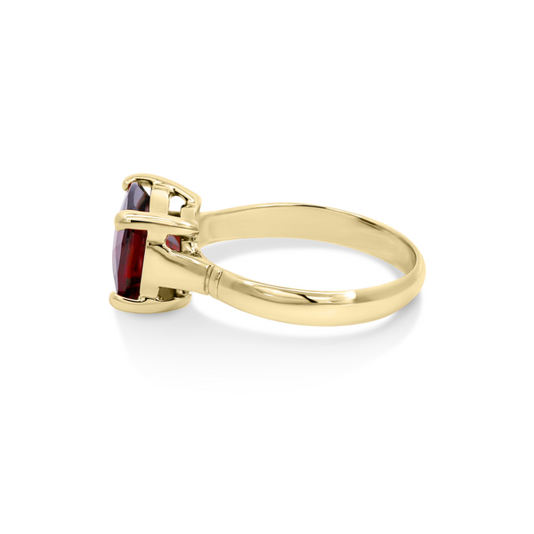 9ct Yellow Gold Cushion Cut Garnet Ring - alternate view