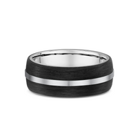 Men's 9ct White Gold And Carbon Fibre Wedding Ring