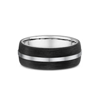 Men's 9ct White Gold And Carbon Fibre Wedding Ring