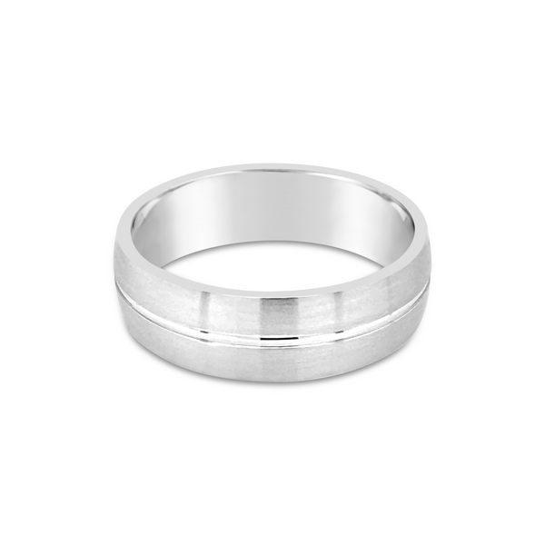 Men's Titanium Satin & Polished Strip Wedding Ring
