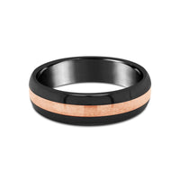 9ct Rose Gold & Black Zirconium Polished Men's Wedding Ring
