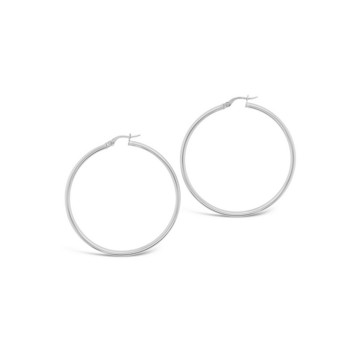 Sterling Silver Plain Italian Hoop Earrings
