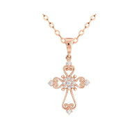 9ct Rose Gold Filigree Cubic Zirconia Set Cross