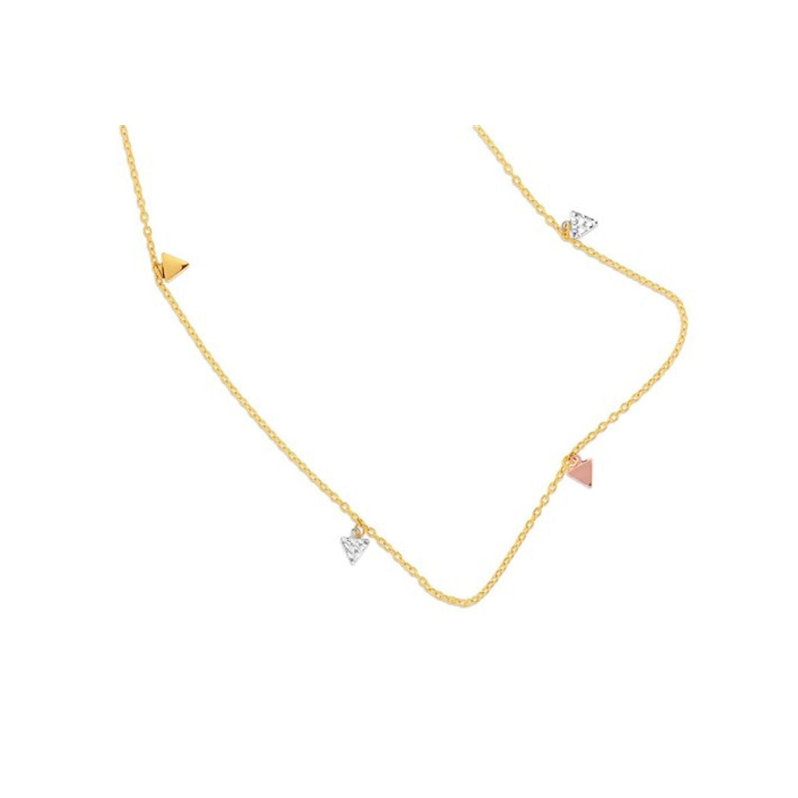 9ct Yellow Gold Anklet With Three Tone Triangle Drops