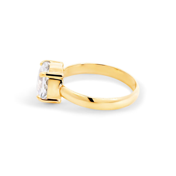 9ct Yellow Gold Round White Topaz Ring - alternate view