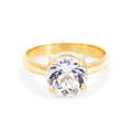 9ct Yellow Gold Round White Topaz Ring