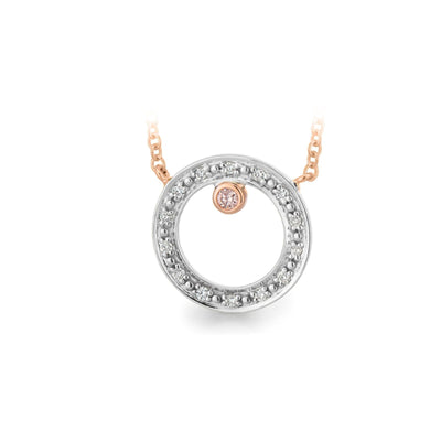 9ct Two Tone Australian Pink Diamond Set Circle Necklace