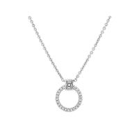 9ct White Gold Diamond Open Circle Necklace