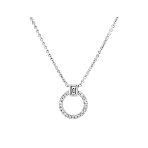 9ct White Gold Diamond Open Circle Necklace