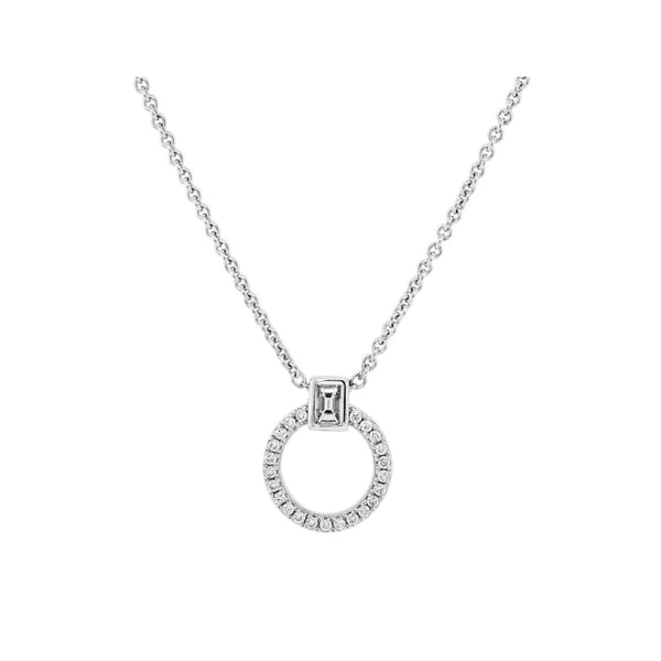 9ct White Gold Diamond Open Circle Necklace