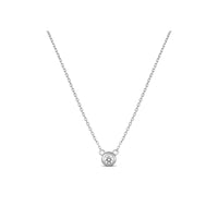 9ct White Gold Bezel Set Diamond Necklace