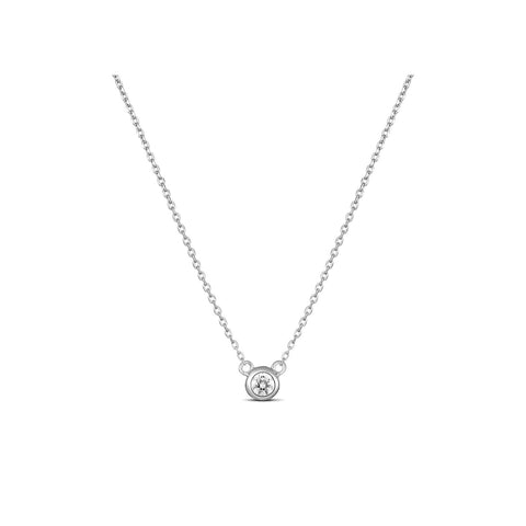 9ct White Gold Bezel Set Diamond Necklace