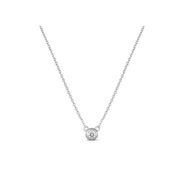 9ct White Gold Bezel Set Diamond Necklace