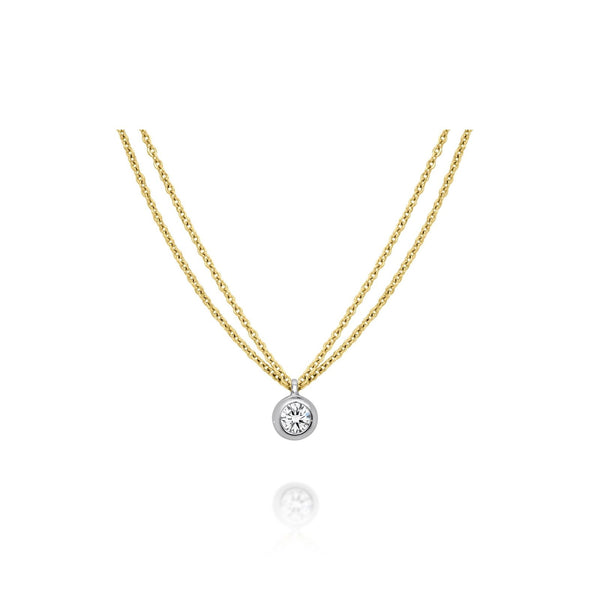 9ct White & Yellow Gold Bezel Set Diamond Pendant