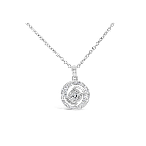 9ct White Gold Diamond Set Swirl Pendant