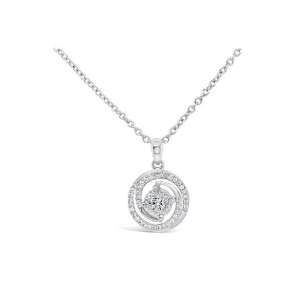 9ct White Gold Diamond Set Swirl Pendant