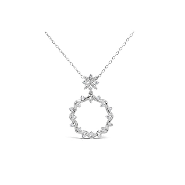 9ct White Gold Diamond Set Wreath Pendant
