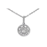 9ct White Gold Floral Cluster Pendant