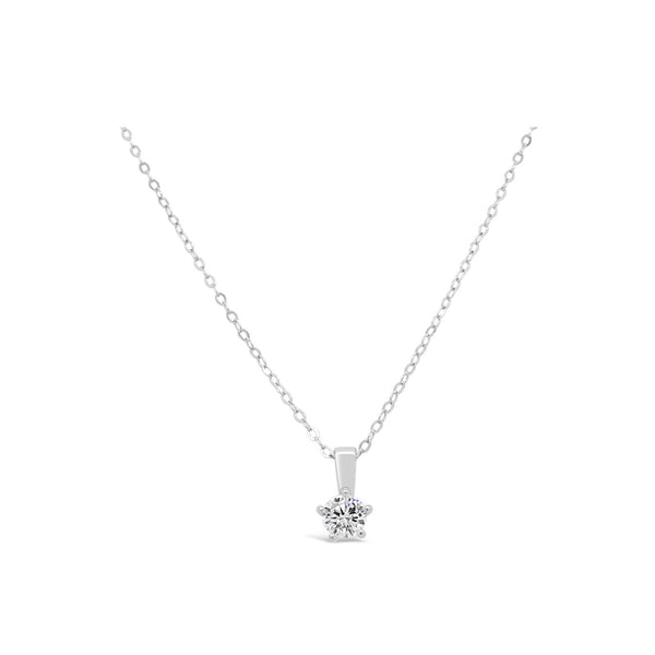 9ct White Gold Solitaire Diamond Pendant