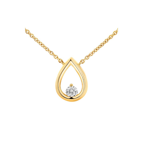 9ct Yellow Gold Diamond Pear Necklace