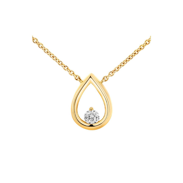 9ct Yellow Gold Diamond Pear Necklace