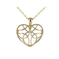 9ct Yellow Gold Diamond Set Filigree Heart Pendant