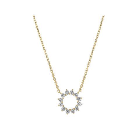 9ct Yellow Gold Diamond Set Myriad Flower Necklet