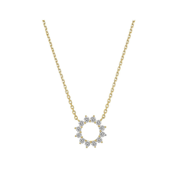 9ct Yellow Gold Diamond Set Myriad Flower Necklet