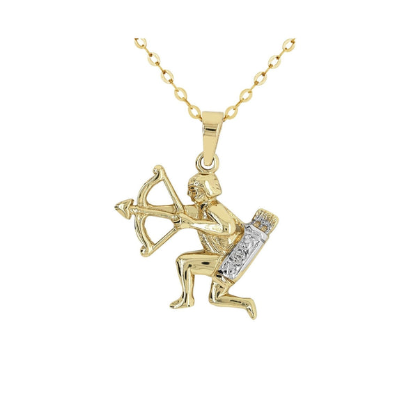 9ct Yellow Gold Diamond Set Sagittarius Zodiac Pendant