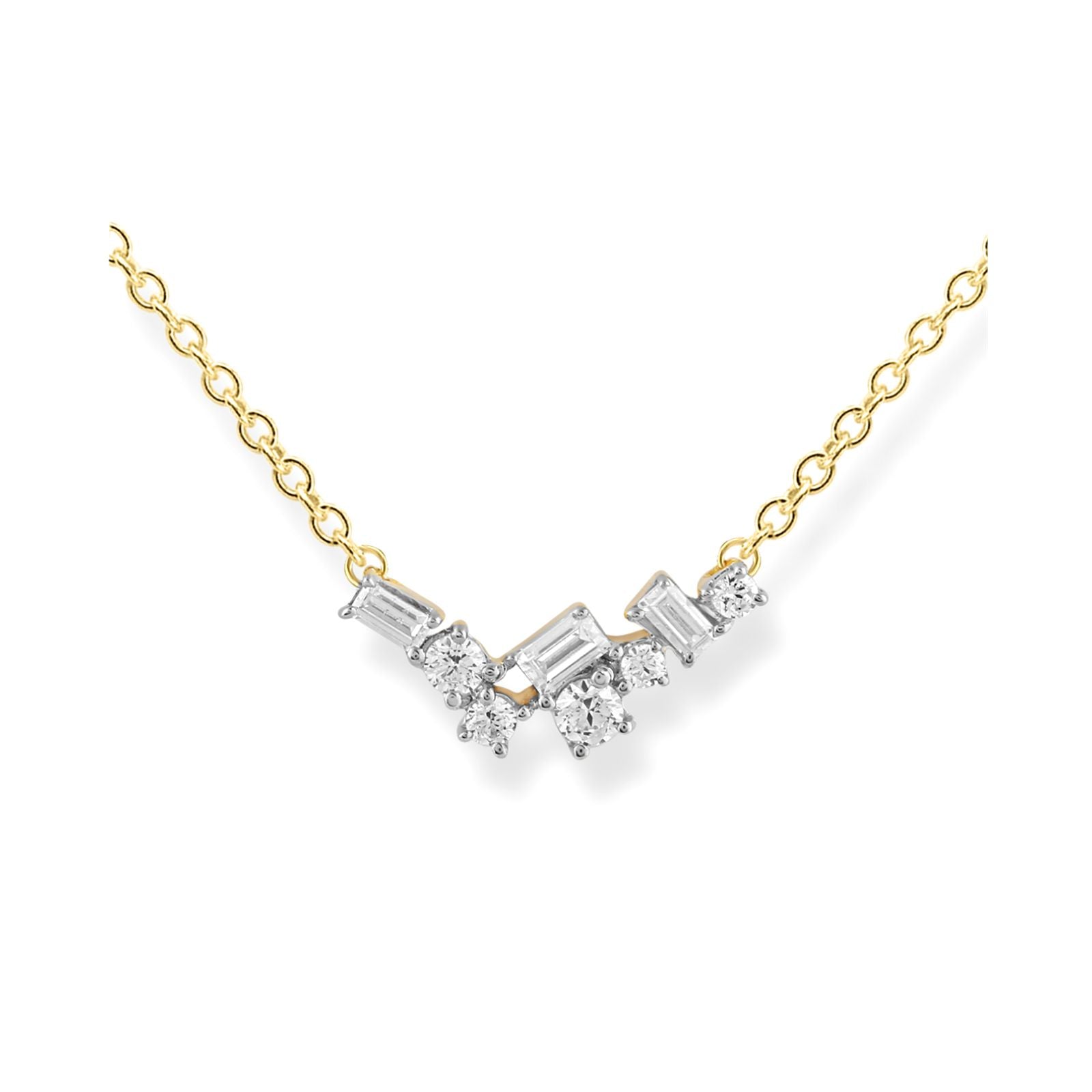 9ct Yellow Gold Offset Diamond Necklace