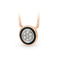 9ct Rose Gold Diamond & Black Enamel Pendant