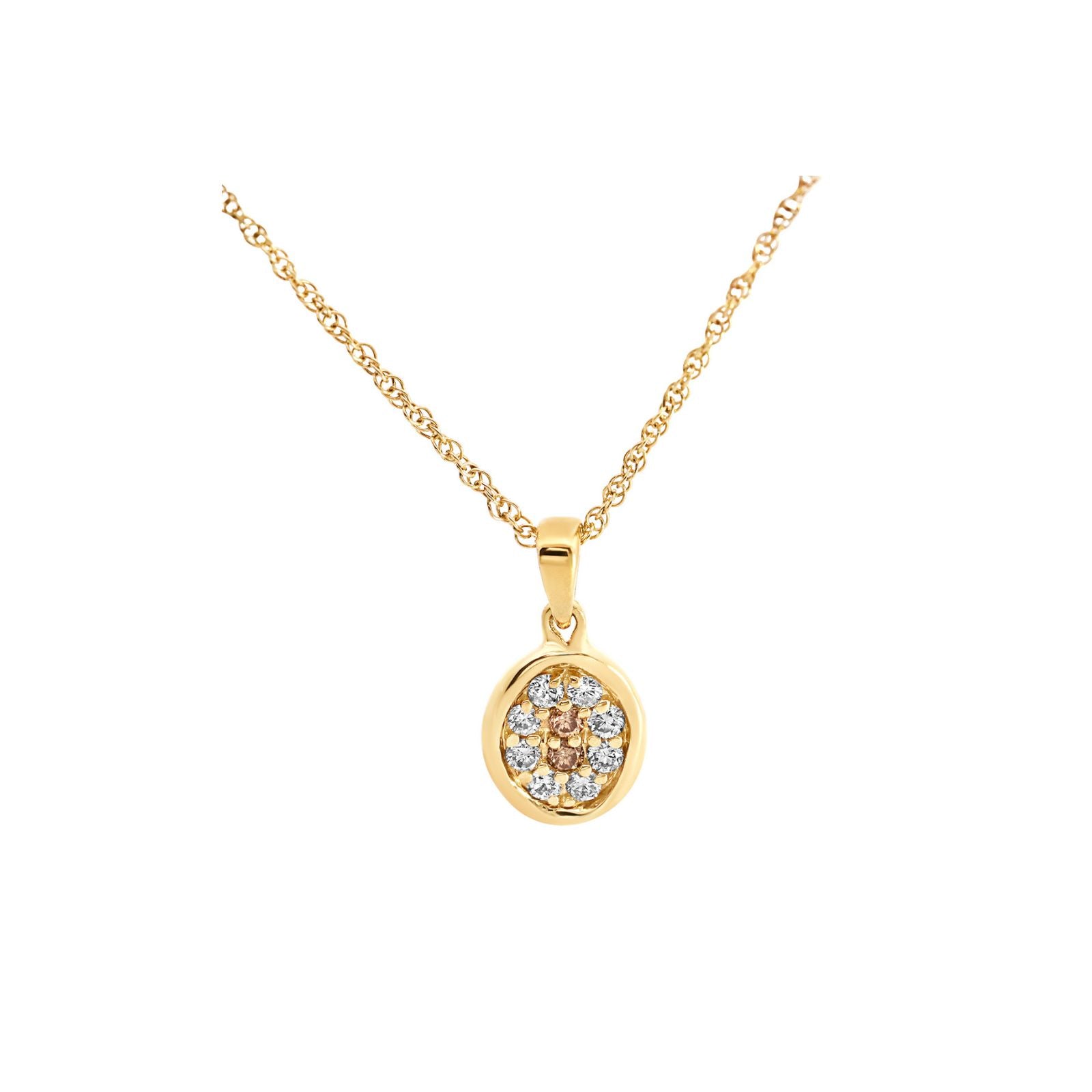Dreamtime 9ct Yellow Gold & Australian Diamond Set Oval Necklace