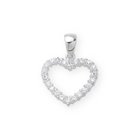 Sterling Silver Cubic Zirconia Set Heart Pendant