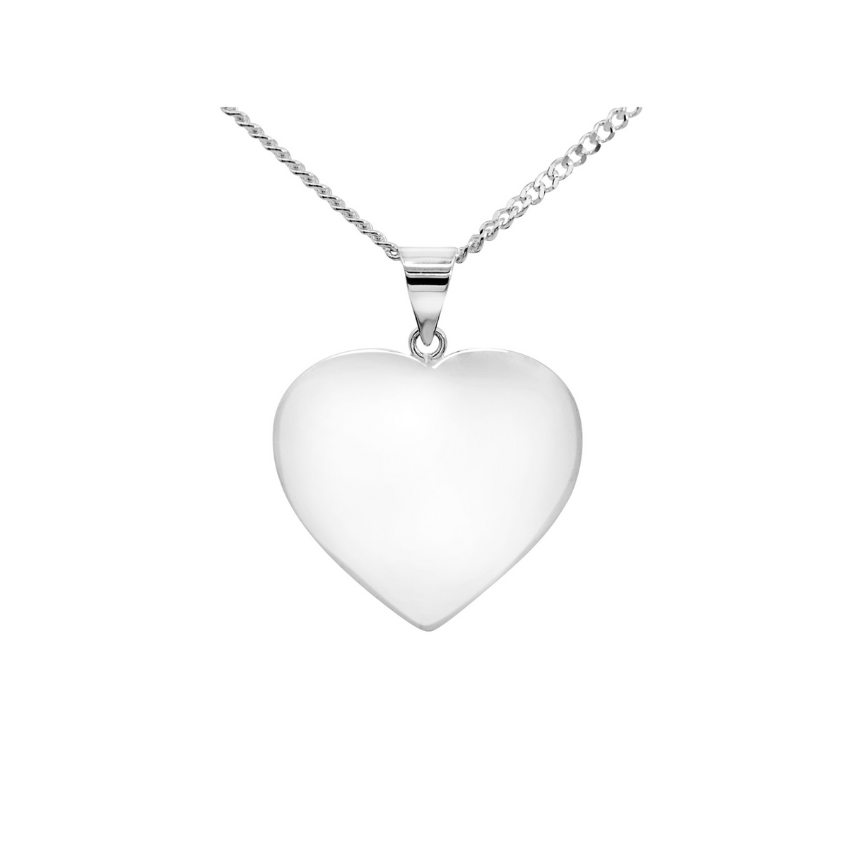 Sterling Silver Puff Heart Necklace